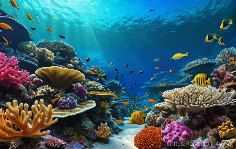 옥토넛 주요 탐험 지역의 실제 모습 - **Vibrant Coral Reef Eco