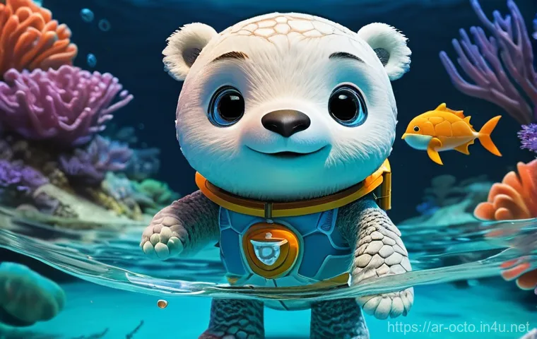 옥토넛 캐릭터의 성격 비교 - **Prompt:** A dynamic underwater scene featuring Captain Barnacles, Peso, and Kwazii. Captain Barnac...
