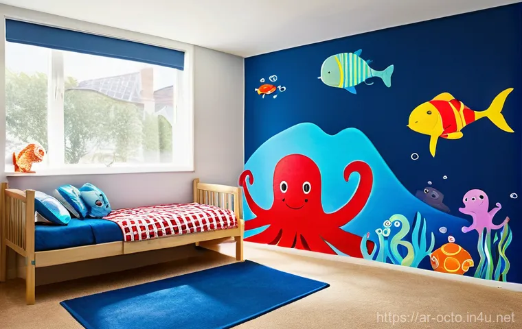 옥토넛 기지 내부 디자인 영감 - **Prompt:** A cozy, serene reading nook in a child's marine-themed bedroom. The nook features a plus...