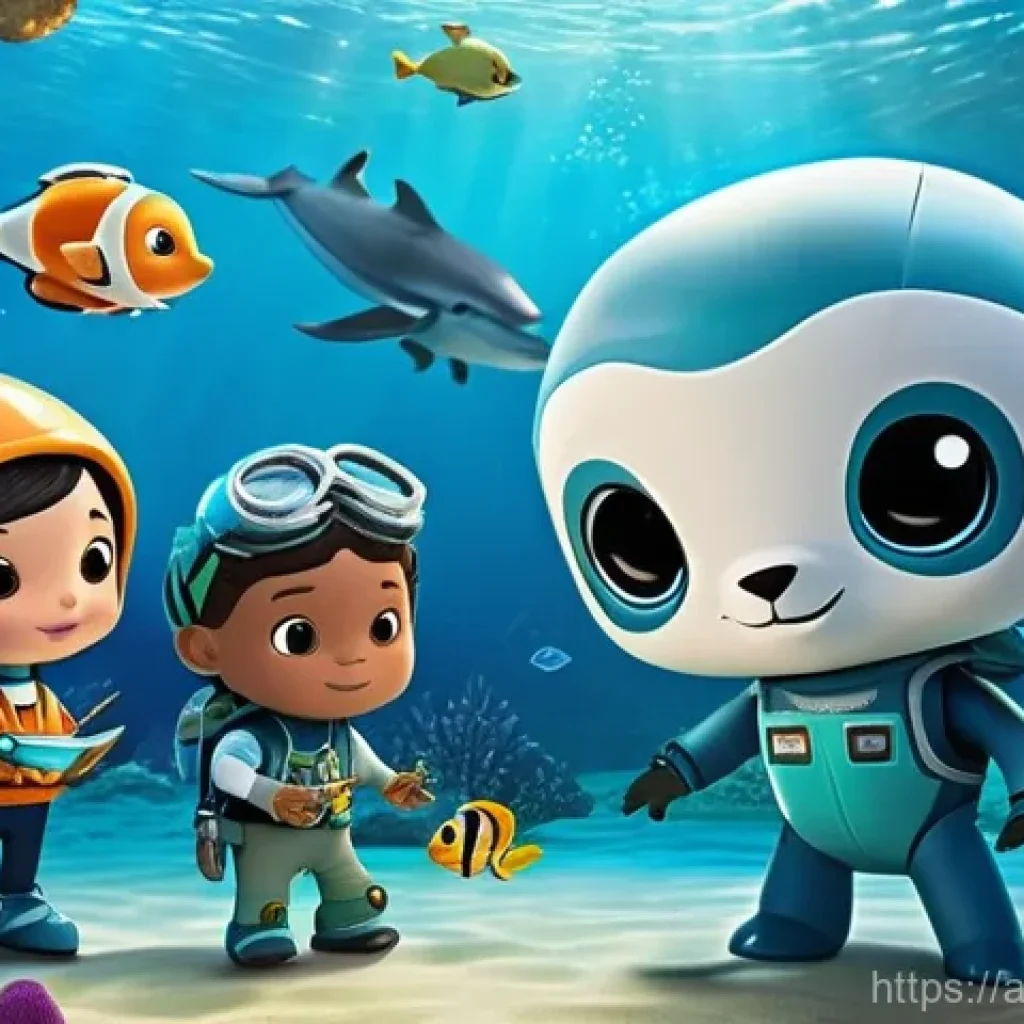 옥토넛과 해양 보존의 중요성 - **Prompt 1: Octonauts and Young Marine Enthusiasts in an Underwater Classroom**
    "An illustration...