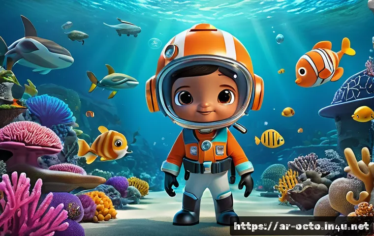 옥토넛 시청자 반응 변화 - A vibrant underwater scene showcasing the Octonauts team exploring a colorful coral reef with intric...