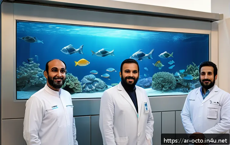 옥토넛 페이소의 진료 기록 - A high-tech marine veterinary clinic in the Arabian Gulf region, featuring advanced biological senso...