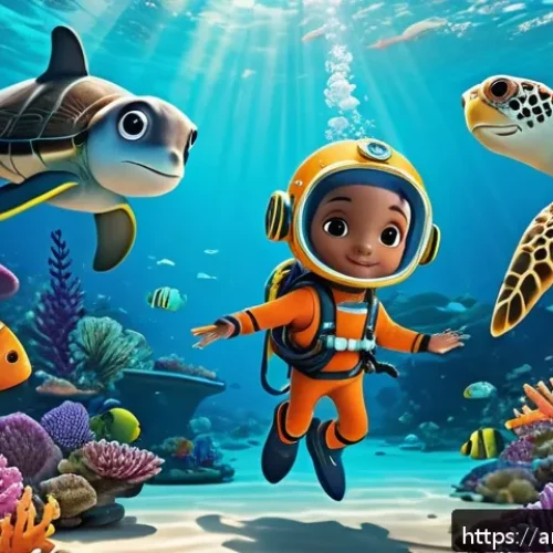 옥토넛 애니메이션 제작사 역사 - A vibrant underwater scene inspired by Octonauts, featuring colorful coral reefs, diverse marine lif...